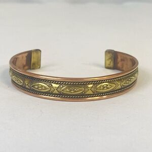 Copper & Embossed Brass Metal Cuff Bracelet